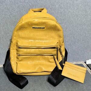 Steve Madden Mustard Yellow Athleisure Festival Mini Backpack with Card Holder